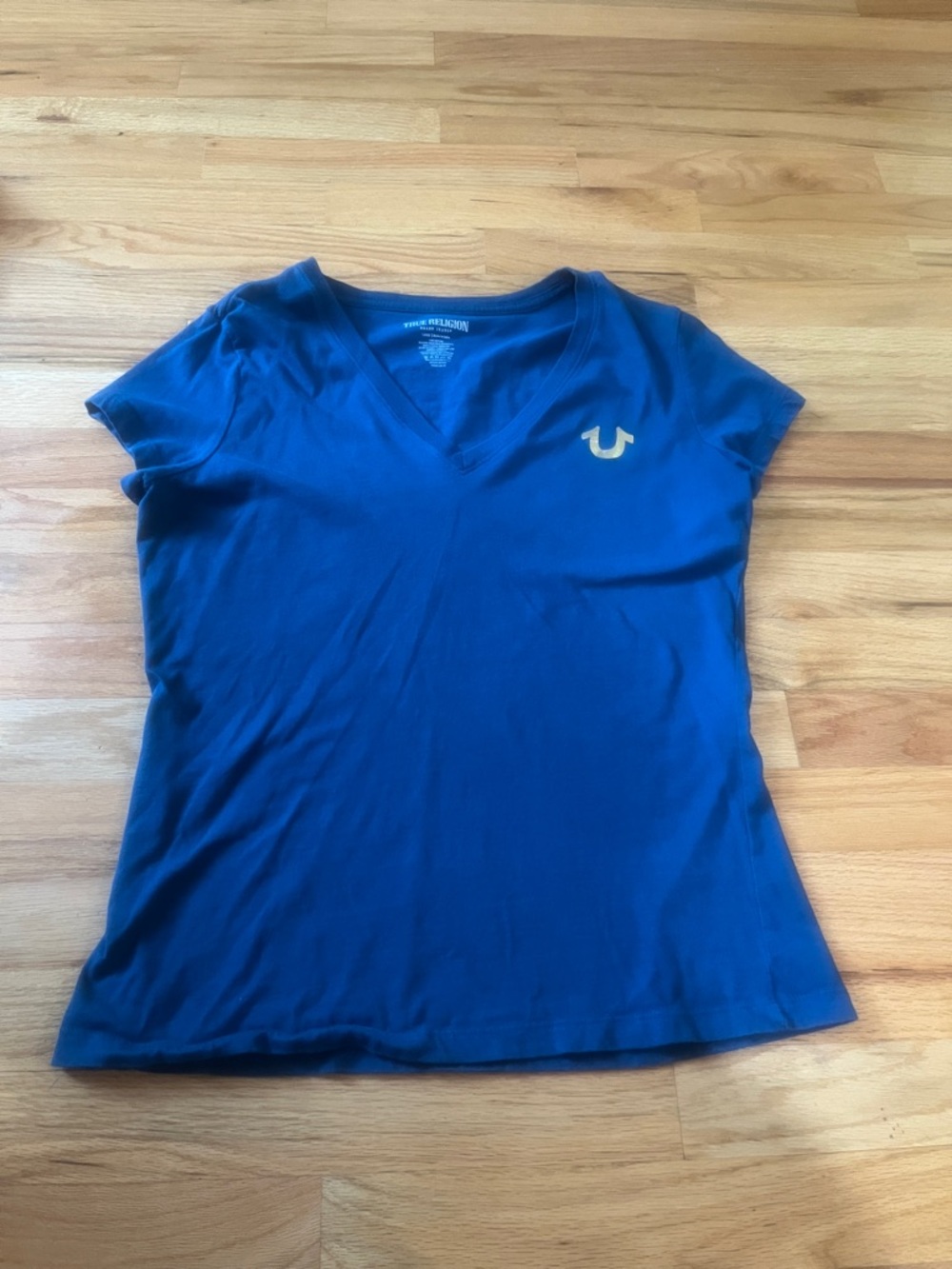 True Religion Royal Blue V-Neck Logo Tee